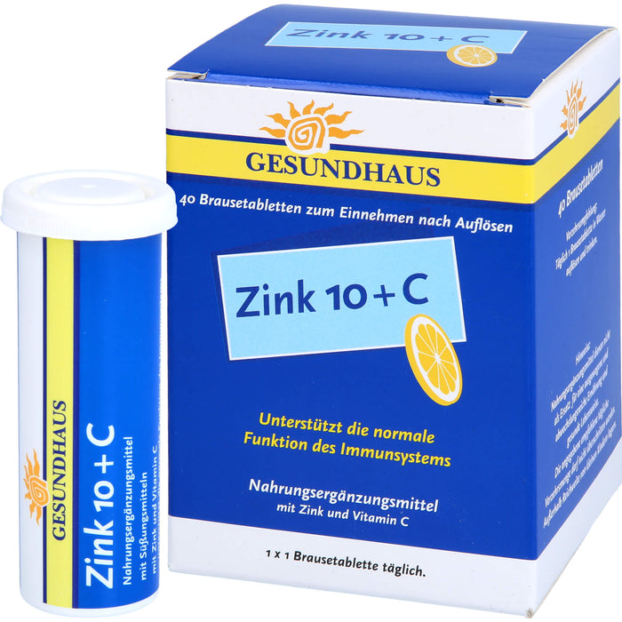 GESUNDHAUS Zink 10 + C Brausetabletten, 40 St. Tabletten