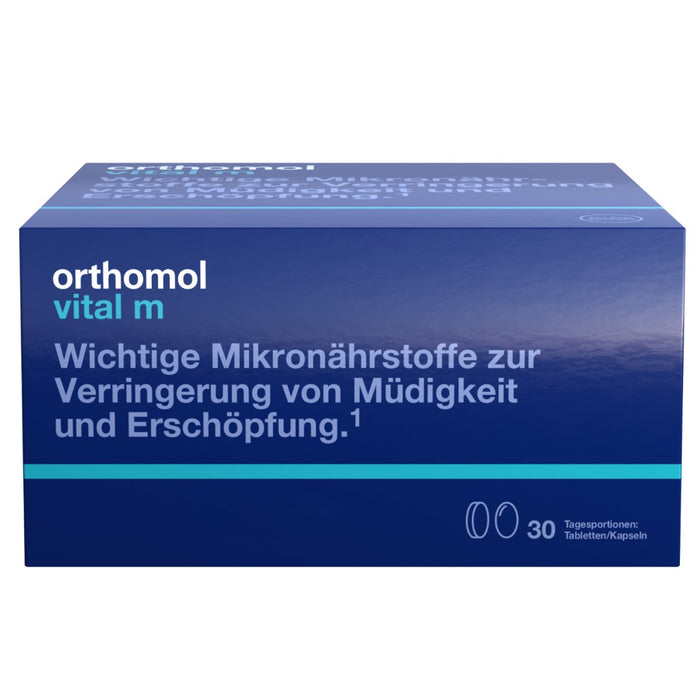 Orthomol Vital m - Mikronährstoffe für Männer - bei Müdigkeit - mit B-Vitaminen, Omega-3-Fettsäuren und Magnesium - Tabletten/Kapseln, 30 St. Tagesportionen