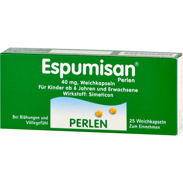 Espumisan Perlen 40 mg Weichkapseln bei Blähungen und Völlegefühl, 25 St. Kapseln