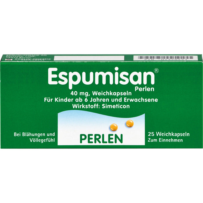 Espumisan Perlen 40 mg Weichkapseln bei Blähungen und Völlegefühl, 25 St. Kapseln
