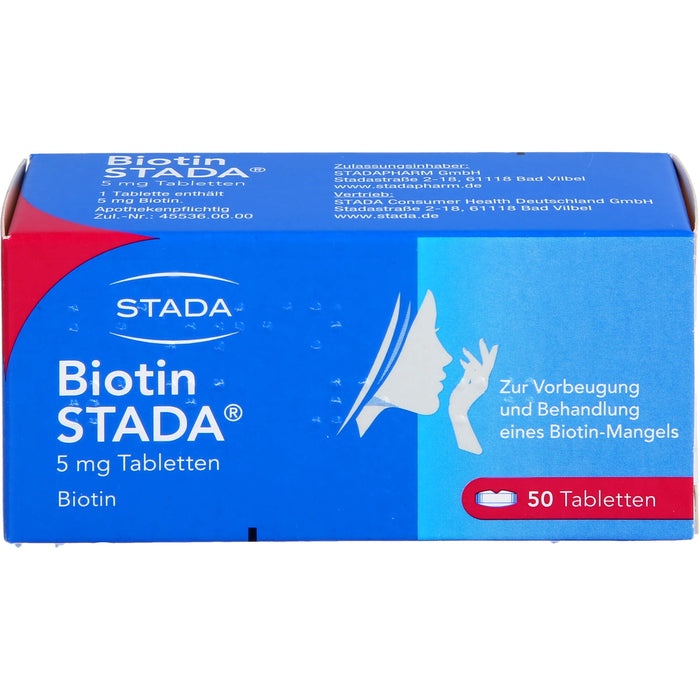STADA Biotin Tabletten zur Vorbeugung und Behandlung eines Biotin-Mangels, 50 St. Tabletten