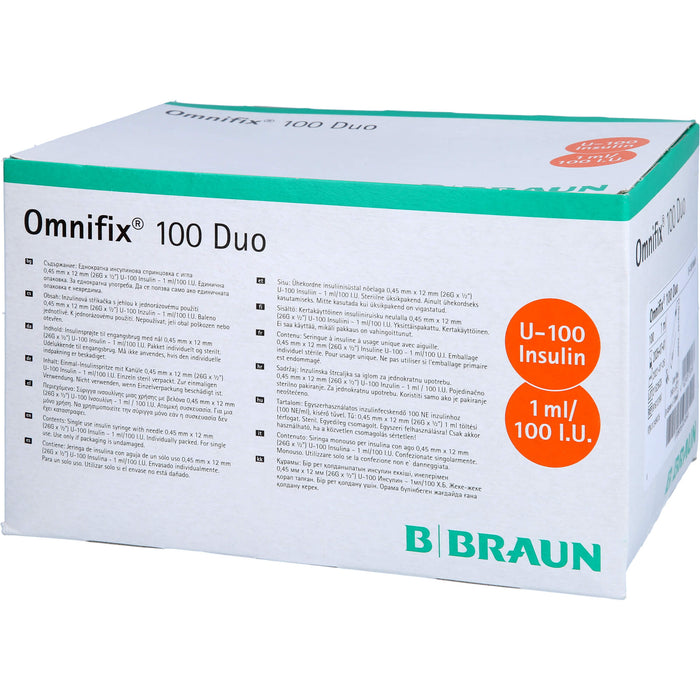 OMNIFIX DUO 100 Insulin Einmalspritzen, 100X1 ml SRI