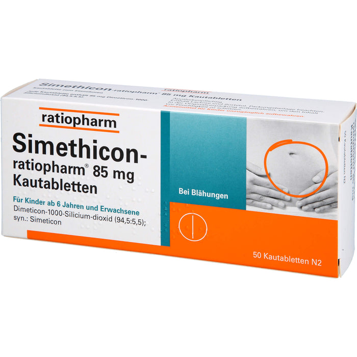 Simethicon-ratiopharm 85 mg Kautabletten bei Blähungen, 50 St. Tabletten