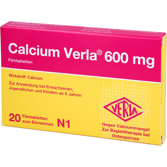 Calcium Verla 600 mg Filmtabletten, 20 St. Tabletten
