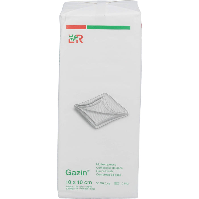 GAZIN Mullkompresse 10x10cm 32fach unsteril, 50 St. Kompressen