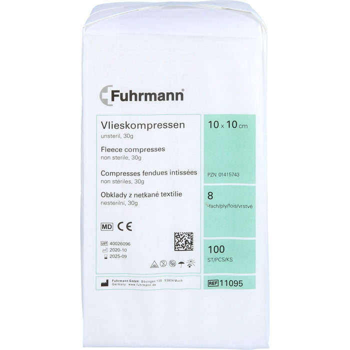 Vlieskompressen 10x10cm 8lagig 30gr unsteril, 100 St KOM