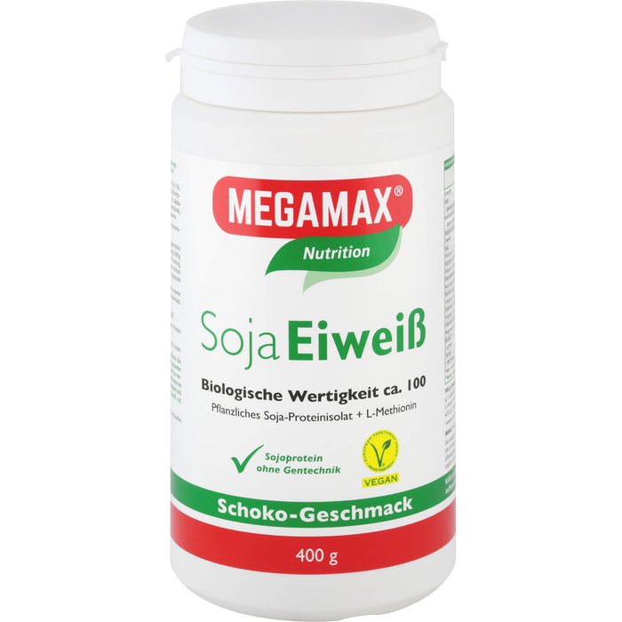 MEGAMAX Nutrition Soja Eiweiß Pulver Schoko-Geschmack, 400 g Pulver