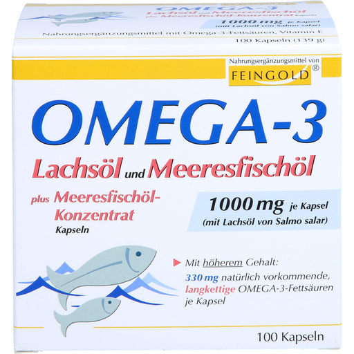 Omega-3 Lachsöl und Meeresfischöl Kapseln, 100 St. Kapseln