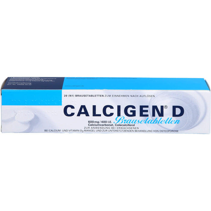 CALCIGEN D 600 mg / 400 I.E. Brausetabletten bei Calcium- und Vitamin-D3-Mangel, 20 St. Tabletten
