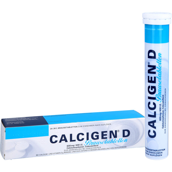 CALCIGEN D 600 mg / 400 I.E. Brausetabletten bei Calcium- und Vitamin-D3-Mangel, 20 St. Tabletten