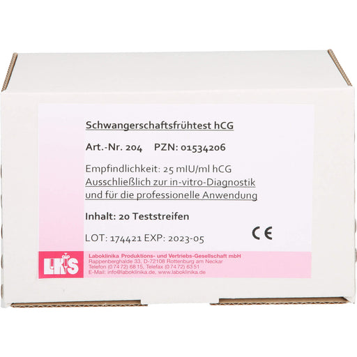 Schwangerschaftsfrühtest Urin HCG Teststreifen, 20 St TTR