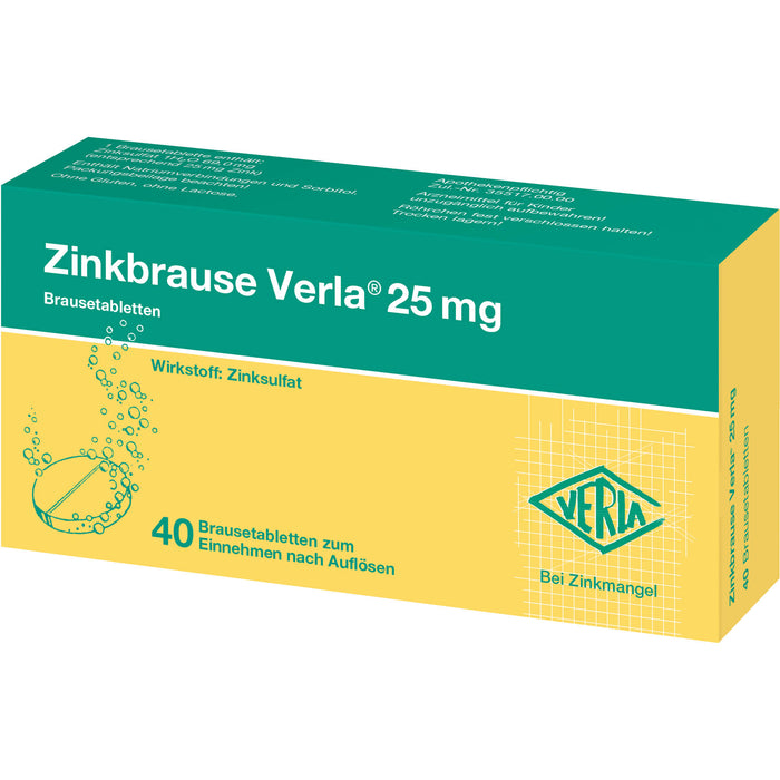 Zinkbrause Verla 25 mg Brausetabletten, 40 St. Tabletten