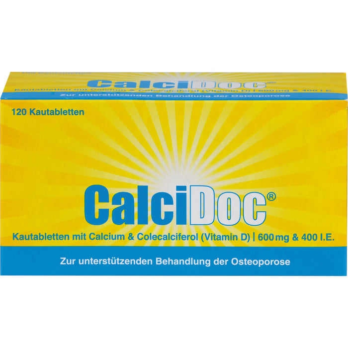 CalciDoc 600 mg/400 I.E. Kautabletten zur unterstützenden Behandlung der Osteoporose, 120 St. Tabletten