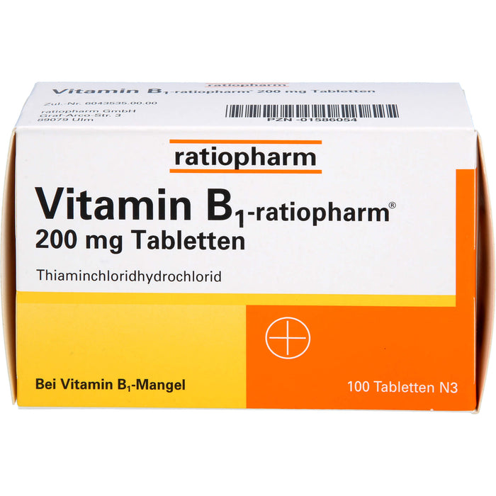 Vitamin B1-ratiopharm 200 mg Tabletten, 100 St. Tabletten