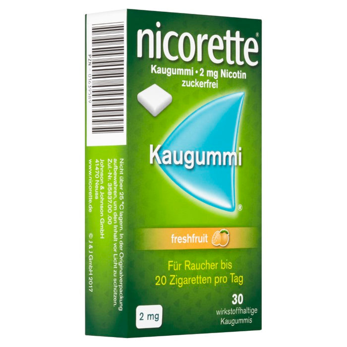 nicorette Kaugummi 2 mg Nicotin zuckerfrei freshfruit, 30 St. Kaugummi