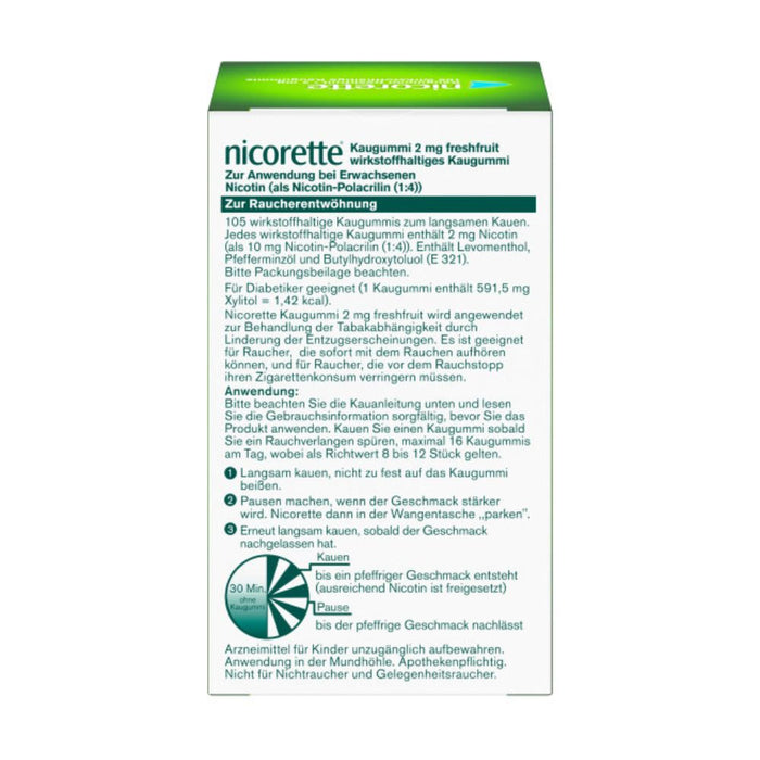 nicorette Kaugummi 2 mg Nicotin zuckerfrei freshfruit, 105 St. Kaugummi