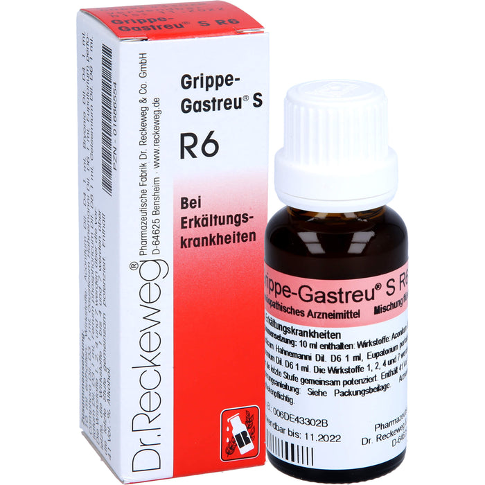Dr. Reckeweg Grippe-Gastreu S R6 Tropfen bei Erkältungskrankheiten, 22 ml Lösung