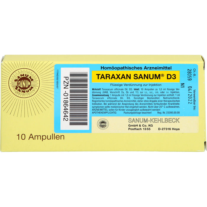 SANUM-KEHLBECK Taraxan Sanum D3 flüssige Verdünnung, 10 St. Ampullen