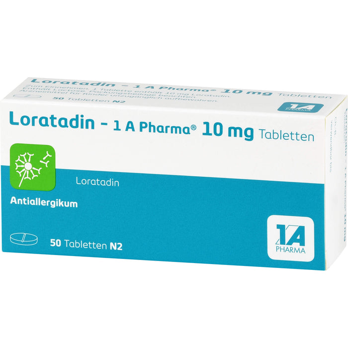 1 A Pharma Loratadin akut 10 mg Tabletten bei Allergien, 50 St. Tabletten