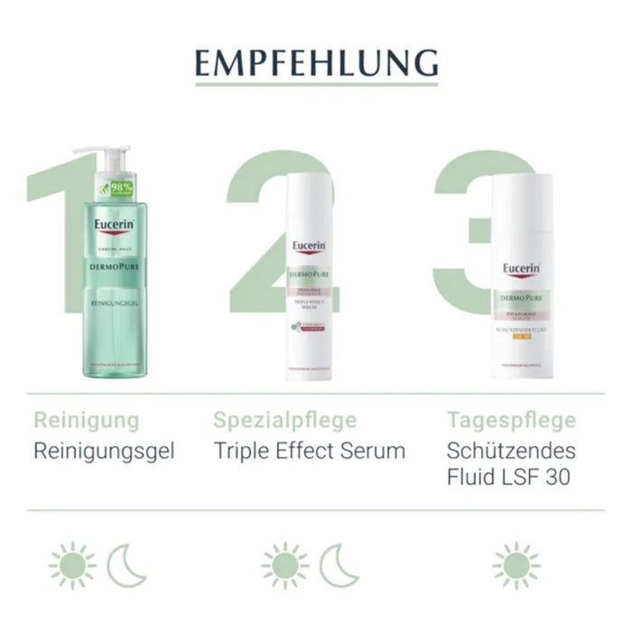 Eucerin Dermopure Triple Effect Gesichtsserum gegen unreine Haut, Pickelmale und glänzende Haut, 40 ml Lösung