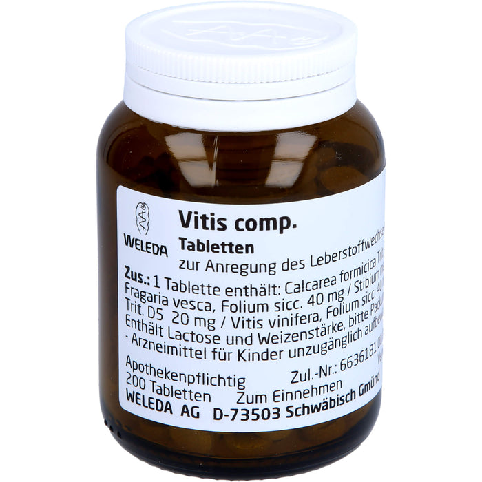 WELEDA Vitis comp. Tabletten zur Anregung des Leberstoffwechsels, 200 St. Tabletten