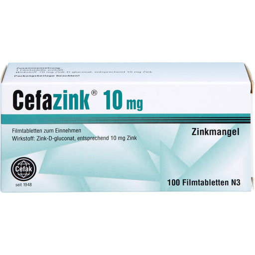 Cefazink 10 mg Filmtabletten bei Zinkmangel, 100 St. Tabletten