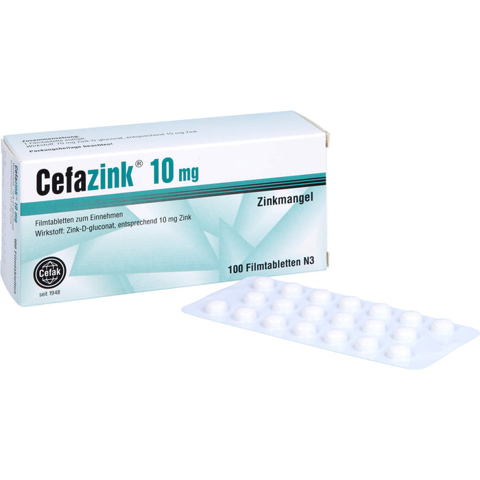 Cefazink 10 mg Filmtabletten bei Zinkmangel, 100 St. Tabletten