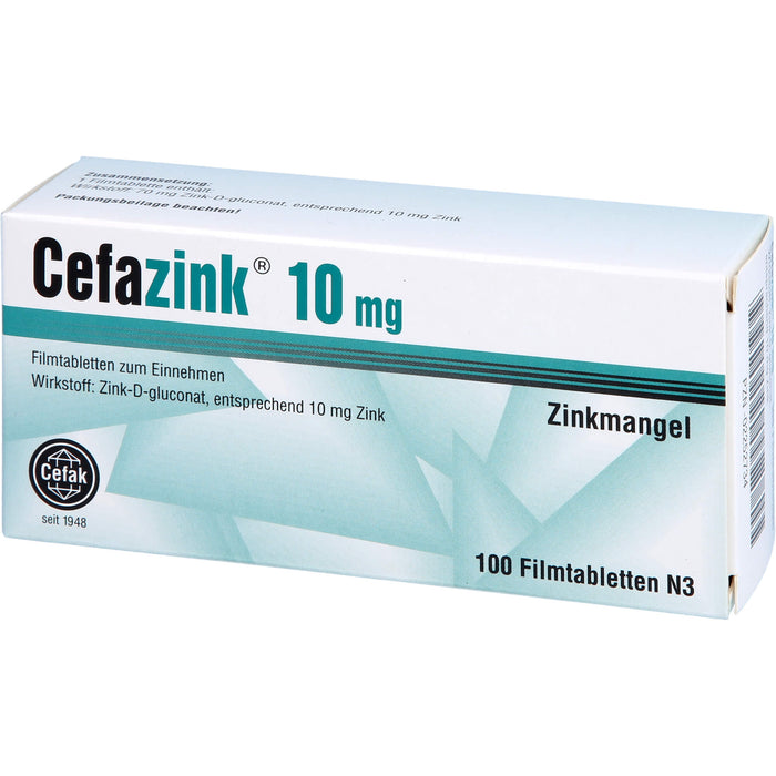 Cefazink 10 mg Filmtabletten bei Zinkmangel, 100 St. Tabletten