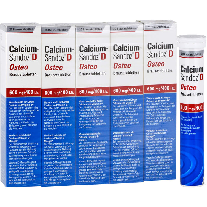Calcium-Sandoz D Osteo 600 mg/400 I.E. Brausetabletten, 100 pcs. Tablets