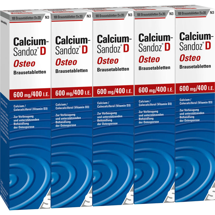 Calcium-Sandoz D Osteo 600 mg/400 I.E. Brausetabletten, 100 pcs. Tablets
