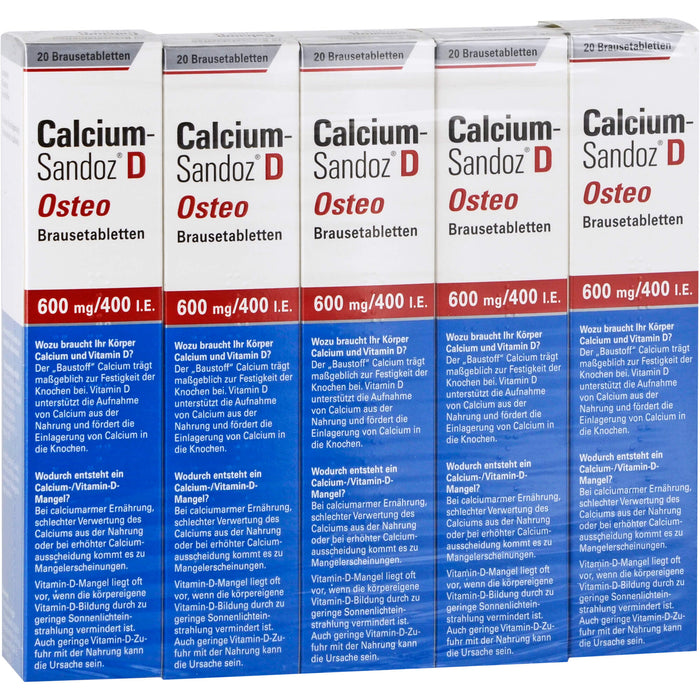 Calcium-Sandoz D Osteo 600 mg/400 I.E. Brausetabletten, 100 pcs. Tablets