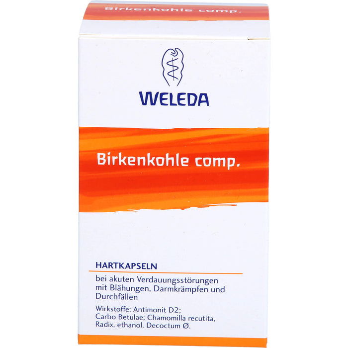 WELEDA Birkenkohle comp. Hartkapseln bei akuten Verdauungsstörungen mit Blähungen, Verdauungskrämpfen und Durchfällen, 50 St. Kapseln