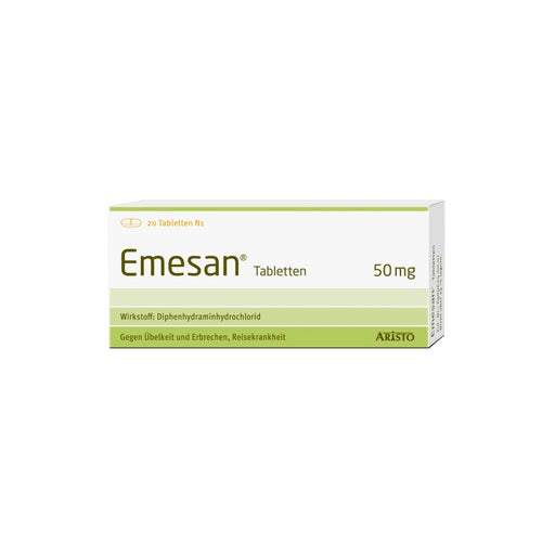 Emesan Tabletten gegen Übelkeit und Erbrechen, Reisekrankheit, 20 St. Tabletten