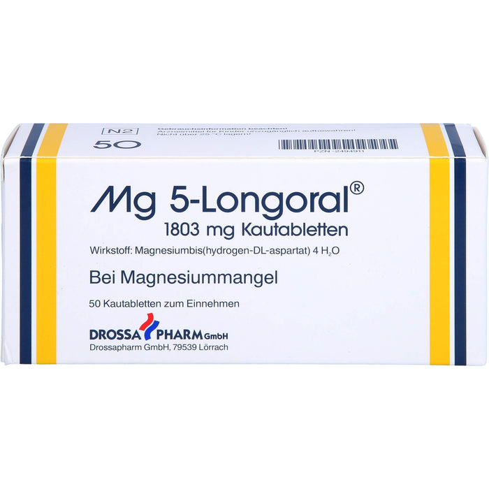 Mg 5-Longoral 1803 mg Kautabletten bei Magnesiummangel, 50 St. Tabletten