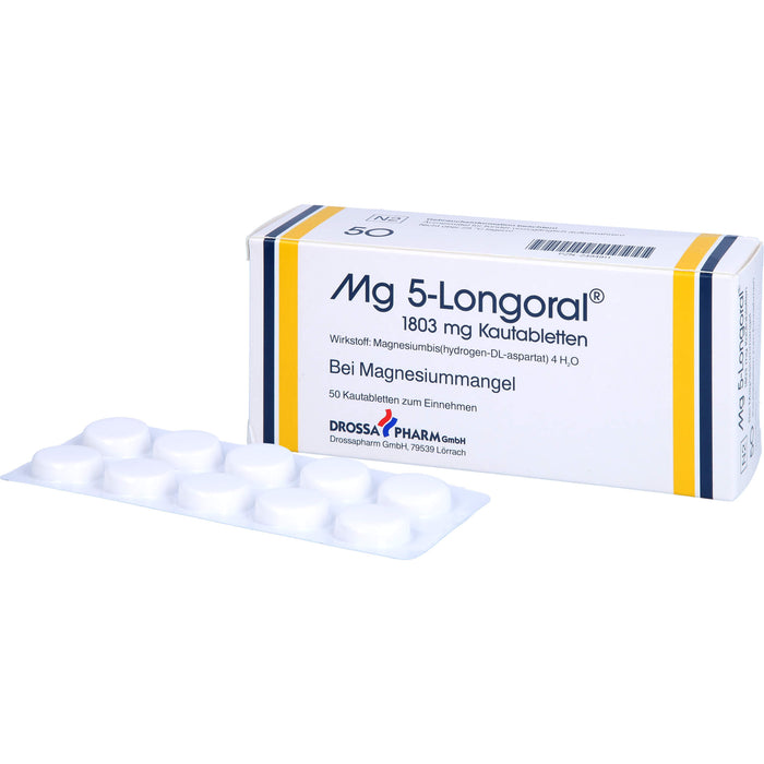 Mg 5-Longoral 1803 mg Kautabletten bei Magnesiummangel, 50 St. Tabletten