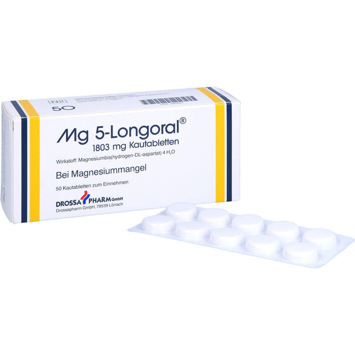 Mg 5-Longoral 1803 mg Kautabletten bei Magnesiummangel, 50 St. Tabletten