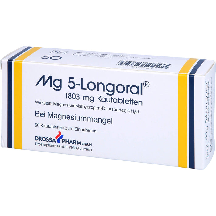 Mg 5-Longoral 1803 mg Kautabletten bei Magnesiummangel, 50 St. Tabletten
