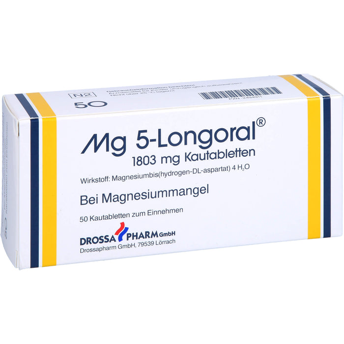 Mg 5-Longoral 1803 mg Kautabletten bei Magnesiummangel, 50 St. Tabletten