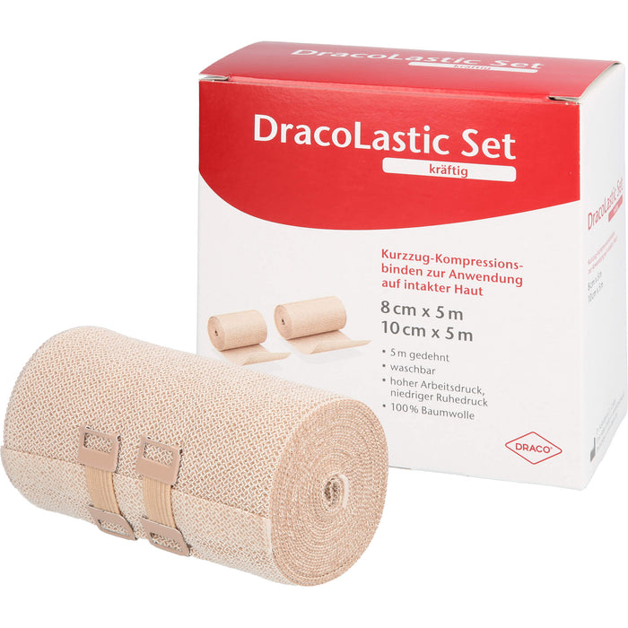 DracoLastic Set kräftig Kurzzug-Kompressions-Binden 8 cm x 5 m und 10 cm x 5 m, 2 St. Packung