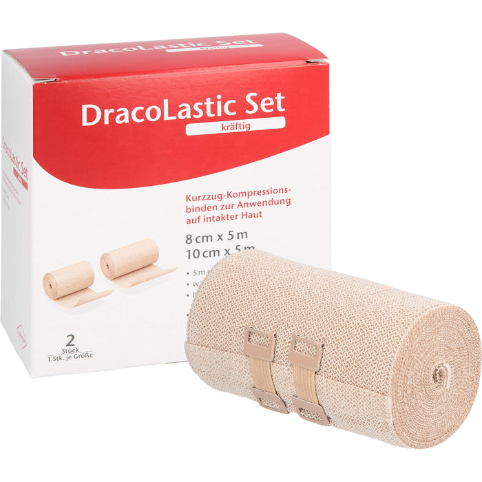 DracoLastic Set kräftig Kurzzug-Kompressions-Binden 8 cm x 5 m und 10 cm x 5 m, 2 St. Packung