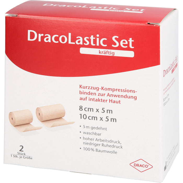 DracoLastic Set kräftig Kurzzug-Kompressions-Binden 8 cm x 5 m und 10 cm x 5 m, 2 St. Packung