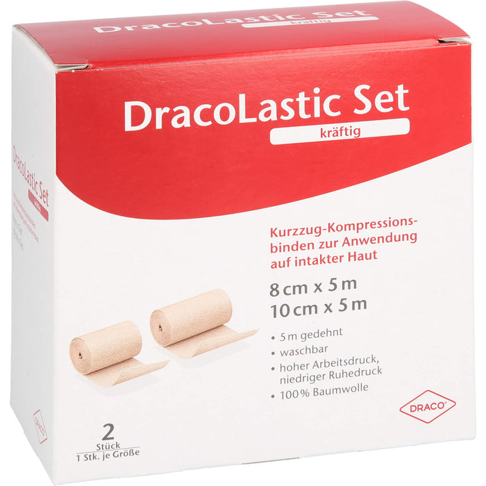 DracoLastic Set kräftig Kurzzug-Kompressions-Binden 8 cm x 5 m und 10 cm x 5 m, 2 St. Packung