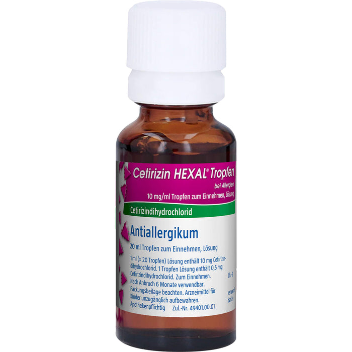 Cetirizin HEXAL Tropfen bei Allergien, 20 ml Solution