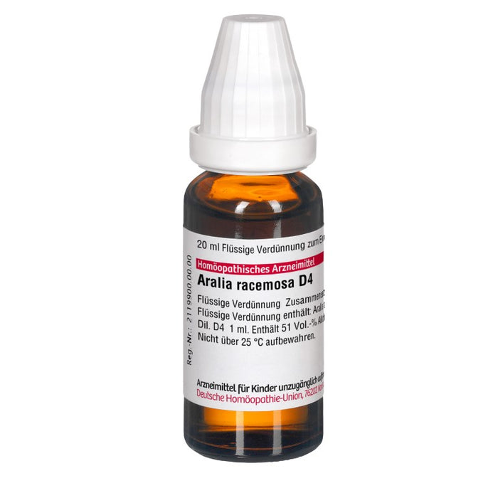 Aralia racemosa D4 DHU Dilution, 20 ml Lösung