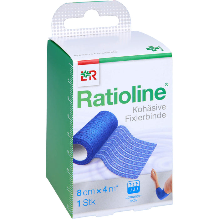 Ratioline acute Fixierbinde Kohäsiv 8cmx4m blau, 1 St BIN
