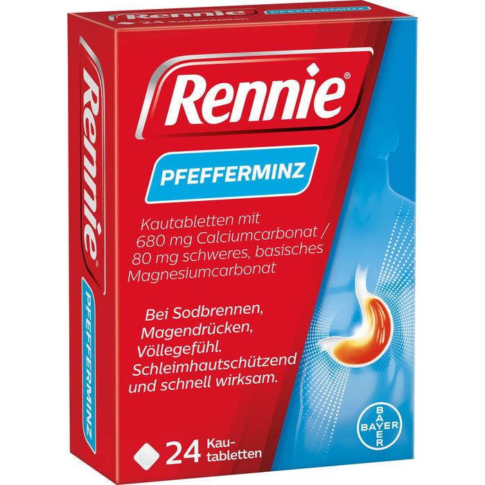 Rennie Pfefferminz Kautabletten bei Sodbrennen, 24 St. Tabletten