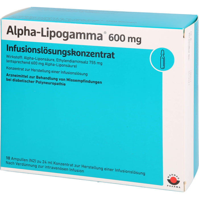 Alpha-Lipogamma 600mg Infusionslösungskonzentrat, 10X24 ml IFK