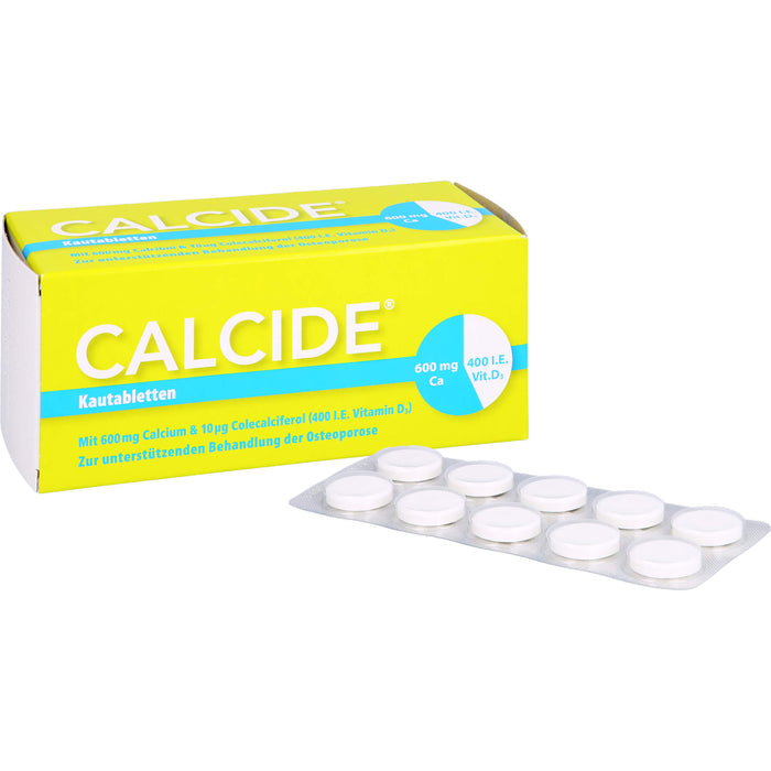 Calcide 600 mg / 400 I.E. Kautabletten zur unterstützenden Behandlung der Osteoporose, 100 St. Tabletten