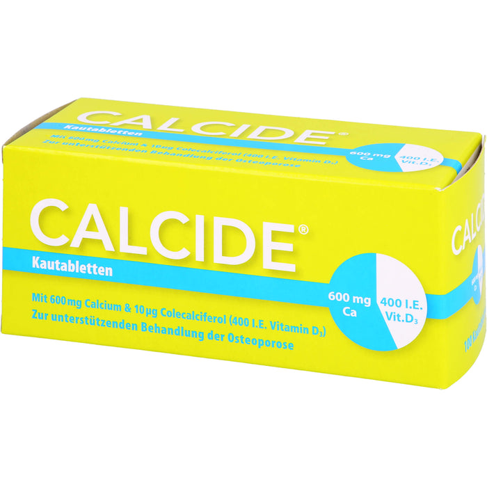 Calcide 600 mg / 400 I.E. Kautabletten zur unterstützenden Behandlung der Osteoporose, 100 St. Tabletten