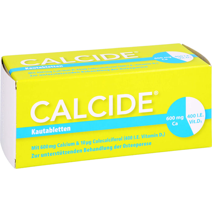 Calcide 600 mg / 400 I.E. Kautabletten zur unterstützenden Behandlung der Osteoporose, 100 St. Tabletten